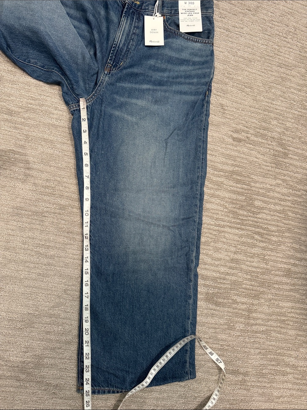 Madewell NWT The Short Perfect Vintage Wide-Leg Crop Jean in Airy Denim Size 30 - Picture 12 of 13
